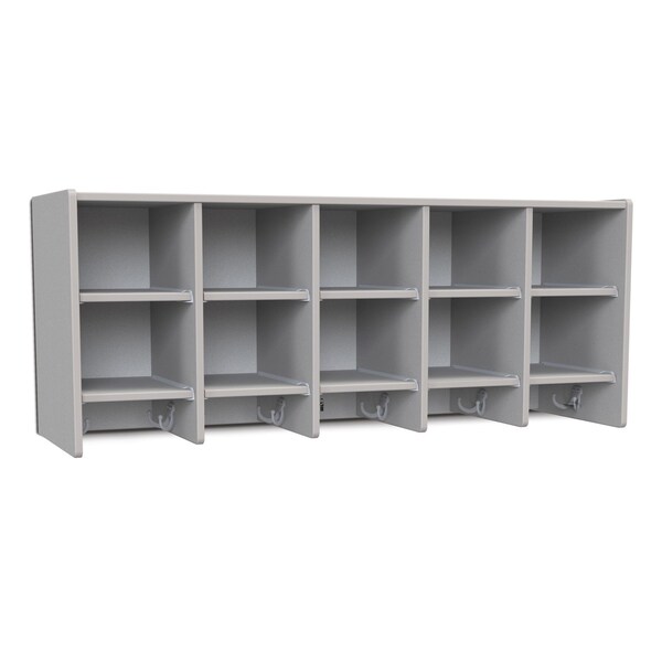 Rainbow Accents 10 Section Wall Mount Coat Locker, without Trays, Gray